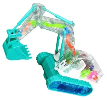 Electric Transparent Gear Excavator Toy with Lights_open92.com