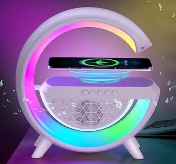 AKSHARA TRADERS G Speaker Lamp Multi-Function Bluetooth Speaker with Wireless Fast Charging, RGB Light and Sunrise Alarm Clock for Bedroom & Bedside Table Wireless Charger Atmosphere Lamp